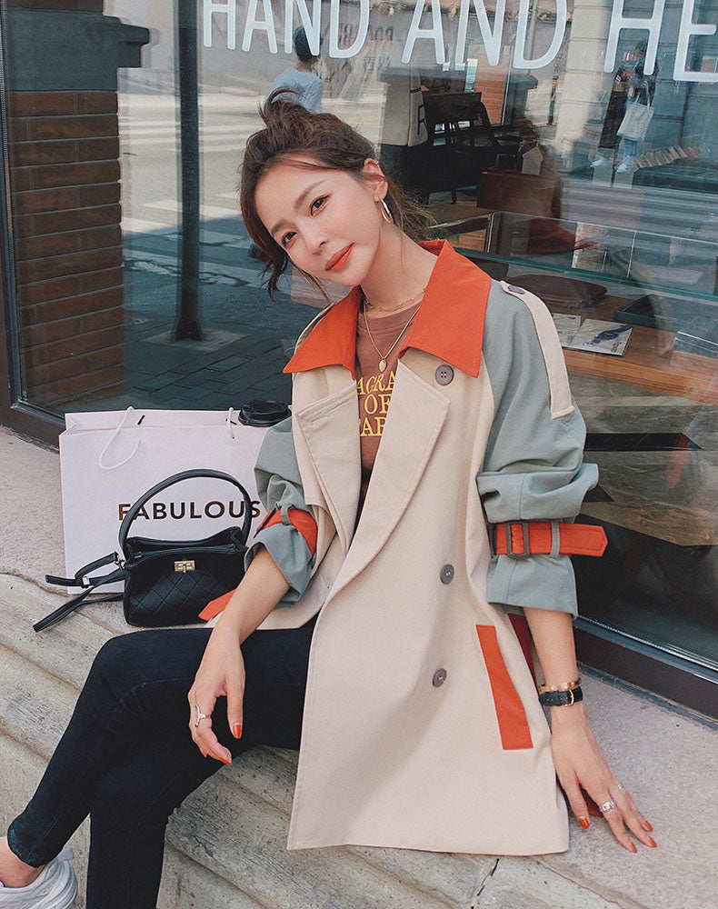 Mid-Length Windbreaker British Style Women's Jacket - Harmony Gallery