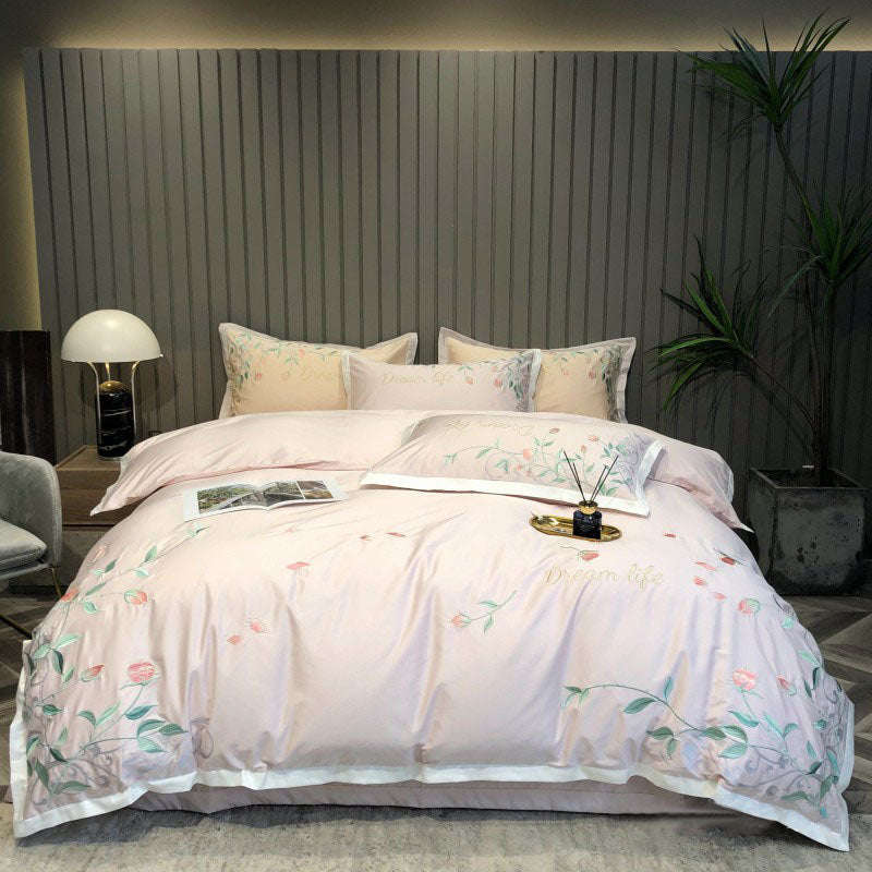 Pastoral Style plant Flower Embroidery Quilt Cover Bed Set - Harmony Gallery