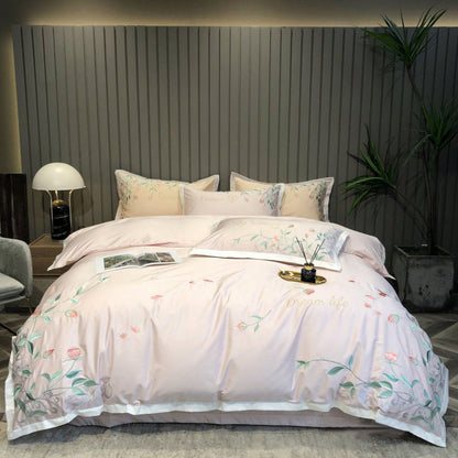 Pastoral Style plant Flower Embroidery Quilt Cover Bed Set - Harmony Gallery