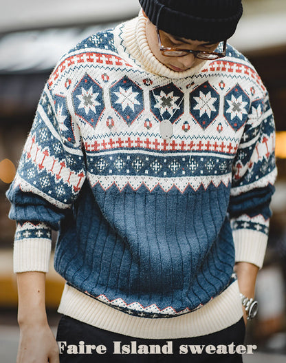 Workwear Retro Fair Isle Jacquard Warm Men's Sweater - Harmony Gallery
