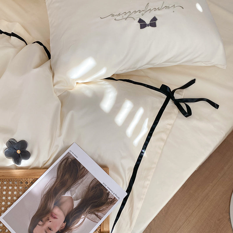 Pure Cotton Four-Piece Princess Style Embroidery Bed Set - Harmony Gallery