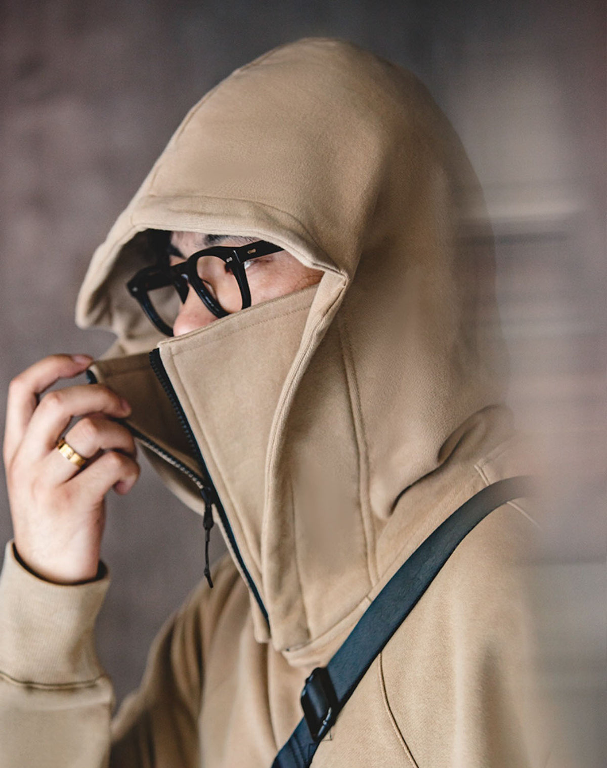 American Heavy High-Neck Zipper Mask Hoodie Functional Men's Sweater - Harmony Gallery