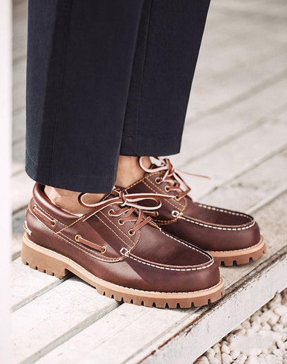 British Work Three-Eye Sailing Leather Men's Dress Shoes - Harmony Gallery