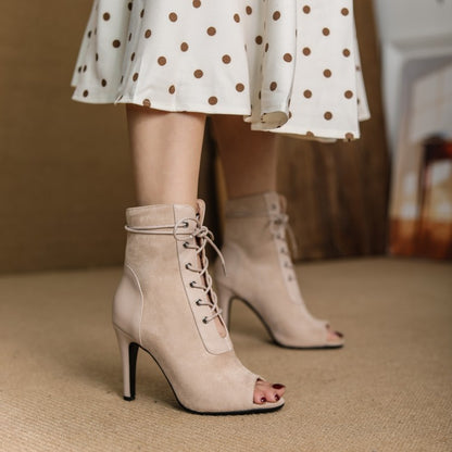 Lace-Up Hollow High Heel Open Toe Women's Dance Shoes - Harmony Gallery