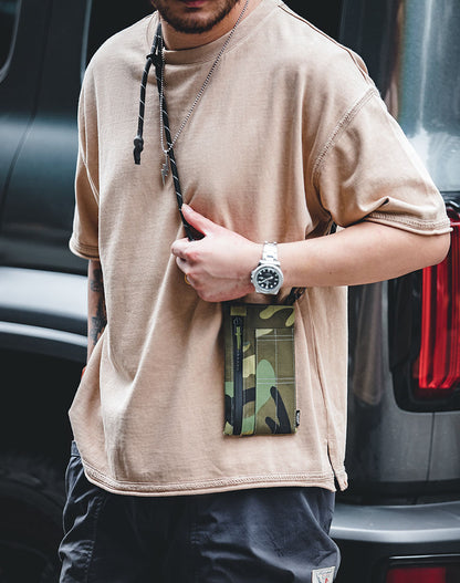 Retro camouflage vertical shoulder hand pocket Men's Bag - Harmony Gallery