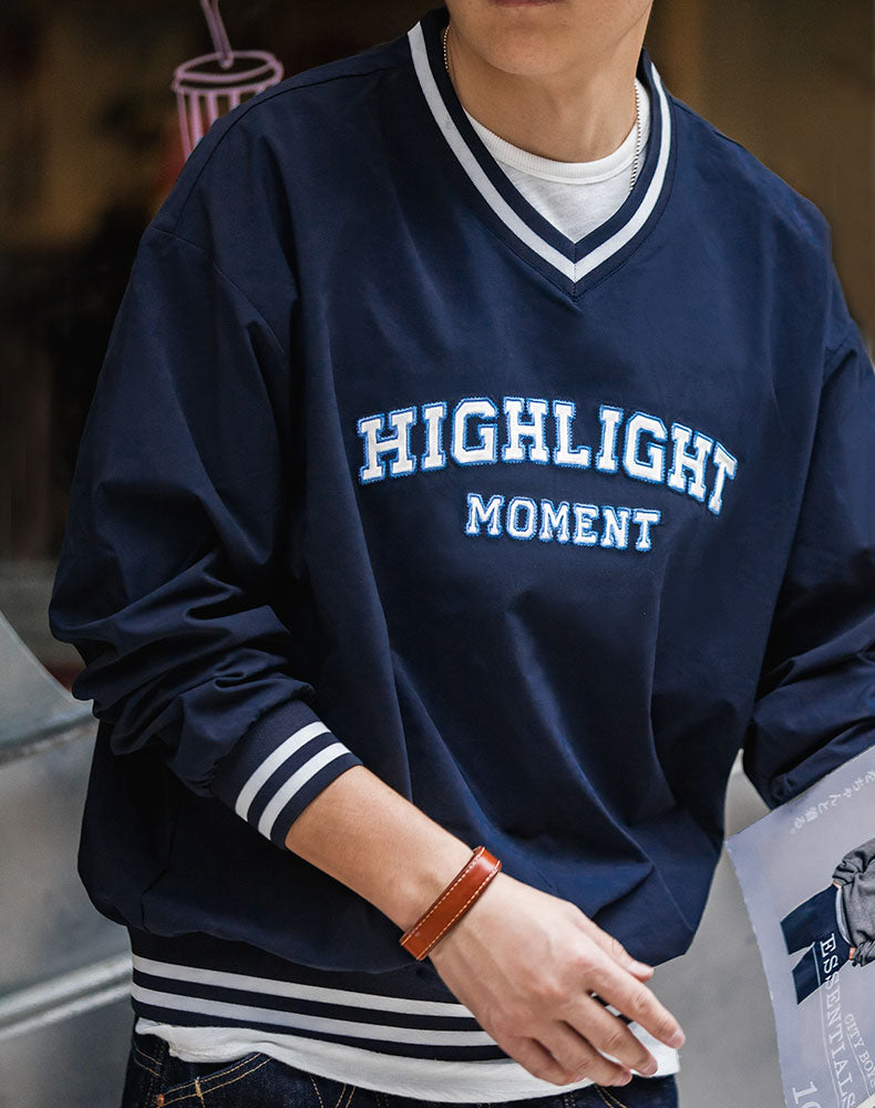 American Retro Letter Embroidery Baseball Men's Sweater - Harmony Gallery