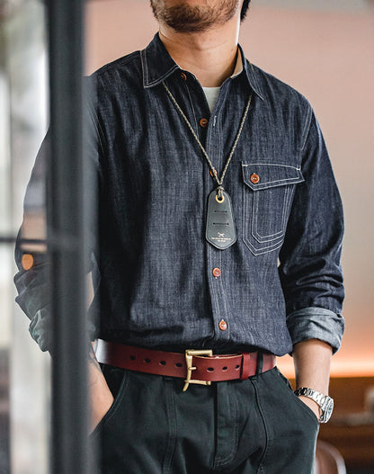 American Retro Denim Western Tough Guy Men's Shirt - Harmony Gallery