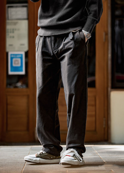 American Casual Cotton Double Pleated Loose Men's Trousers - Harmony Gallery