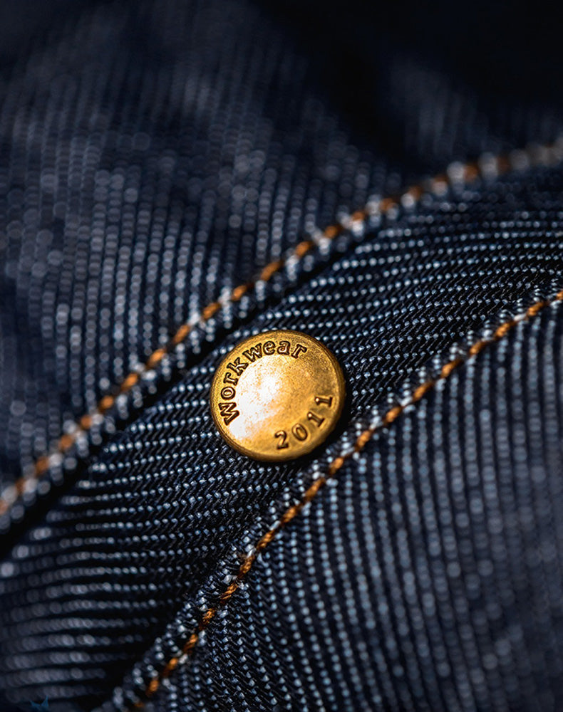 American Casual Denim Washed Raw Edge Straight Men's Jeans - Harmony Gallery