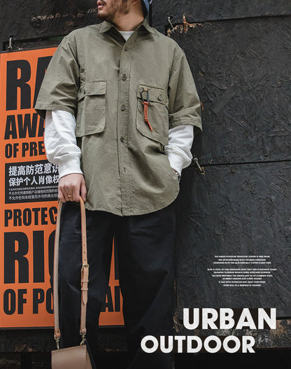 American Retro Loose Mountain Military Men's Shirt - Harmony Gallery