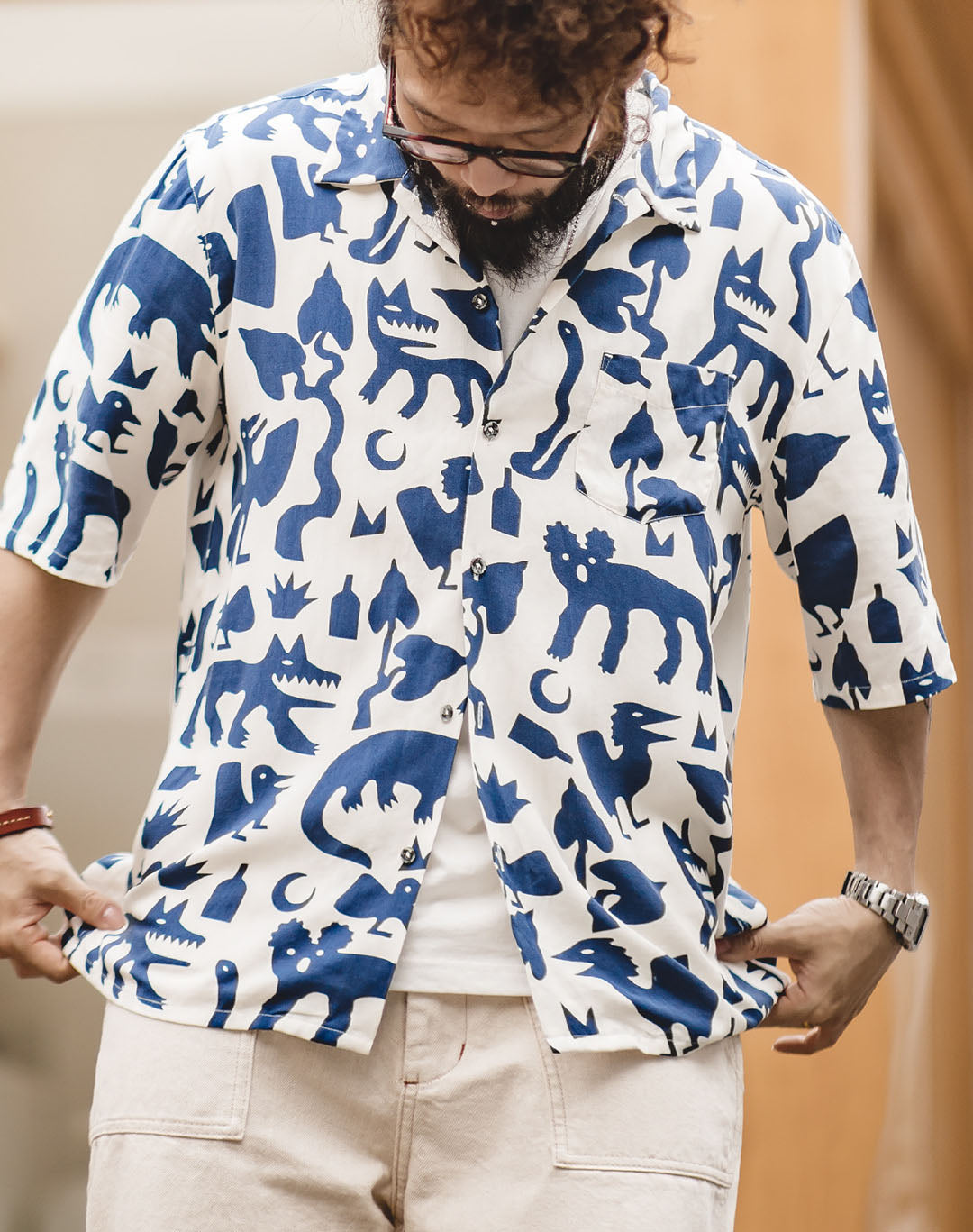 American Retro Flower Cuban Graffiti Beach Men's Shirt - Harmony Gallery