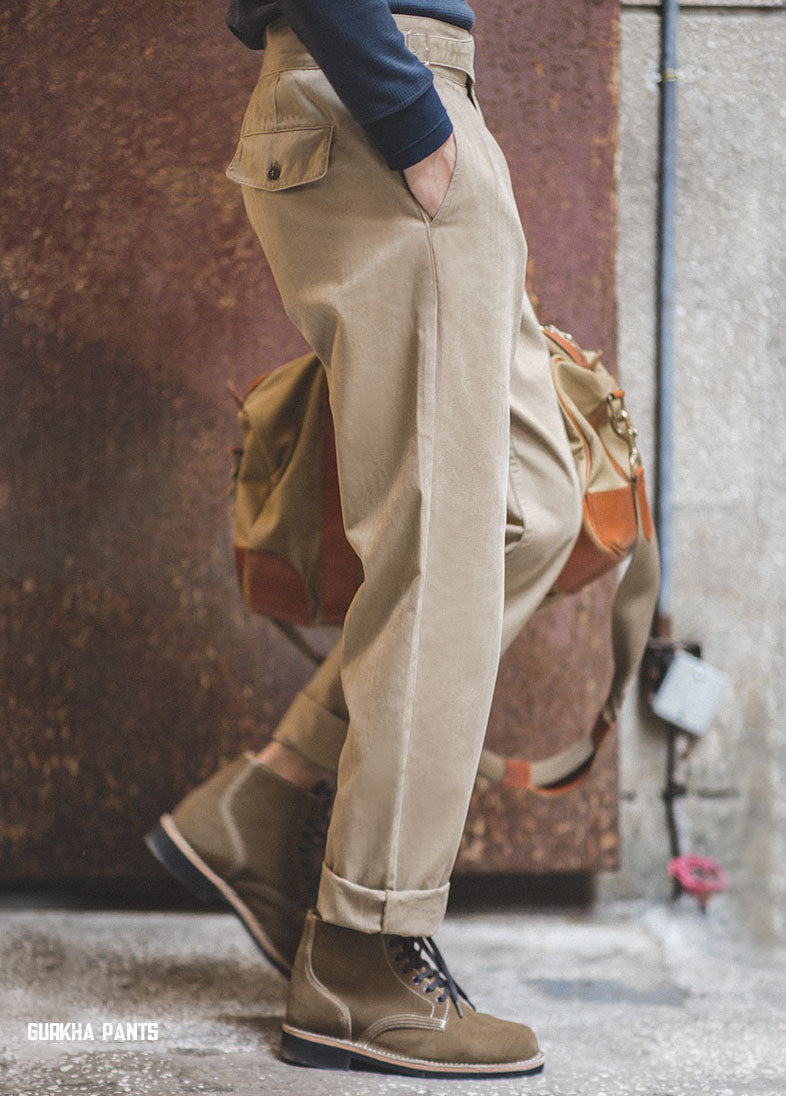 Tooling American Retro Gurkha Army Casual Men's Trousers - Harmony Gallery