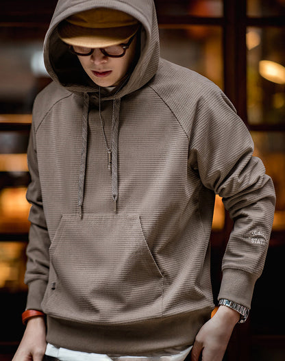 American Corn Grain Embroidery Hooded Velvet Pullover Men's Sweater - Harmony Gallery
