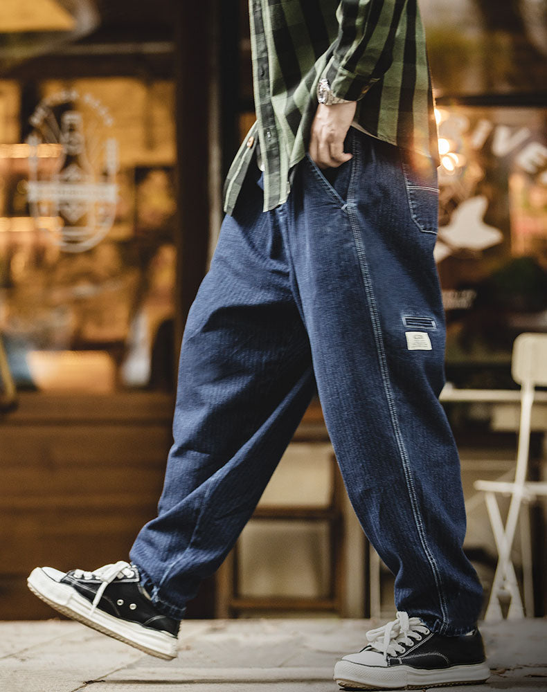 Tooling Retro Denim Washed Tapered Loose Harlan Men's Jeans - Harmony Gallery