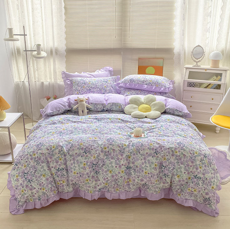 Pastoral Style Printed Four-Piece Pure Cotton Bed Set - Harmony Gallery