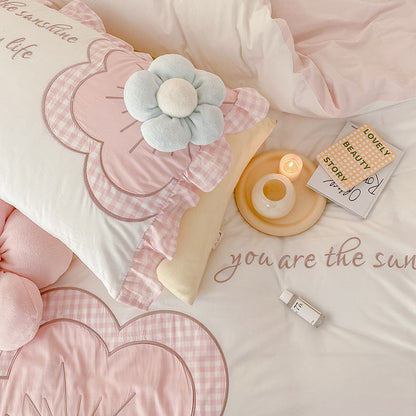 Princess Style Super Soft Floral Washed Cotton Four-Piece Bed Set - Harmony Gallery