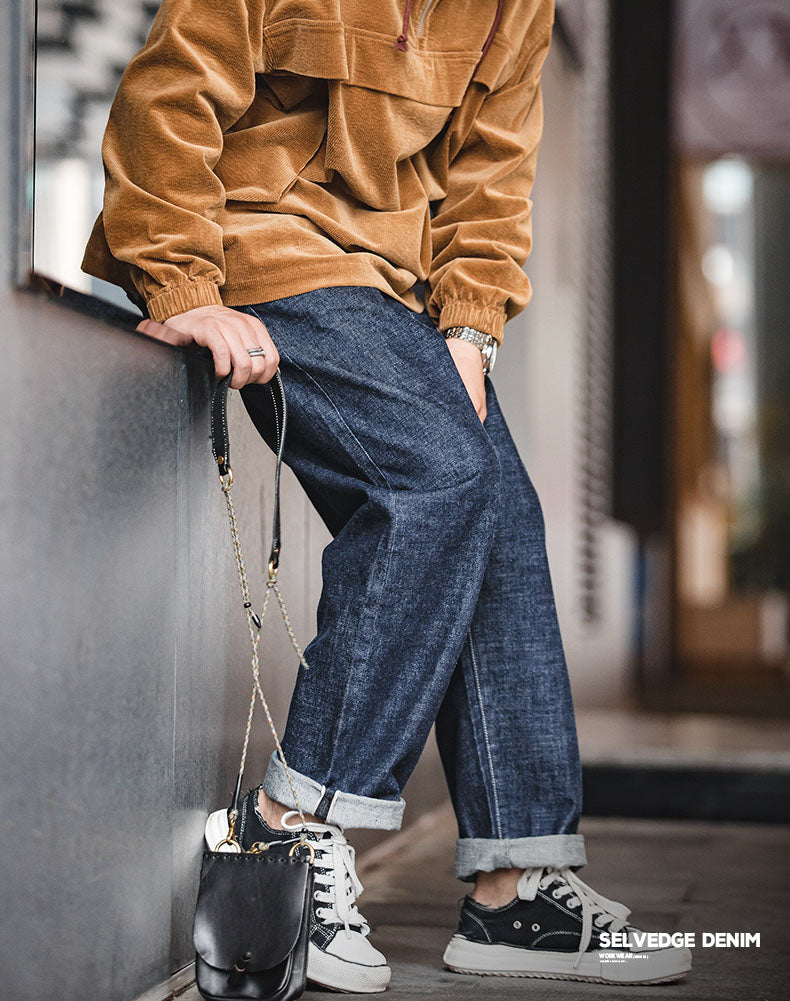 Tooling Retro Washed Loose Straight Long Men's Jeans - Harmony Gallery