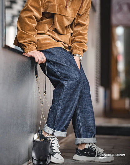 Tooling Retro Washed Loose Straight Long Men's Jeans - Harmony Gallery