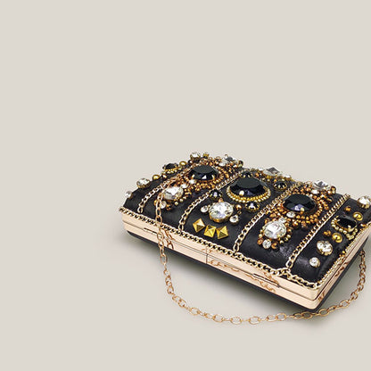 French Stylish Black Mini Women's Evening Clutch Bag - Harmony Gallery