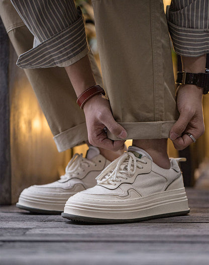 Retro Thick-Soled Small White Sports Men's Casual Shoes - Harmony Gallery