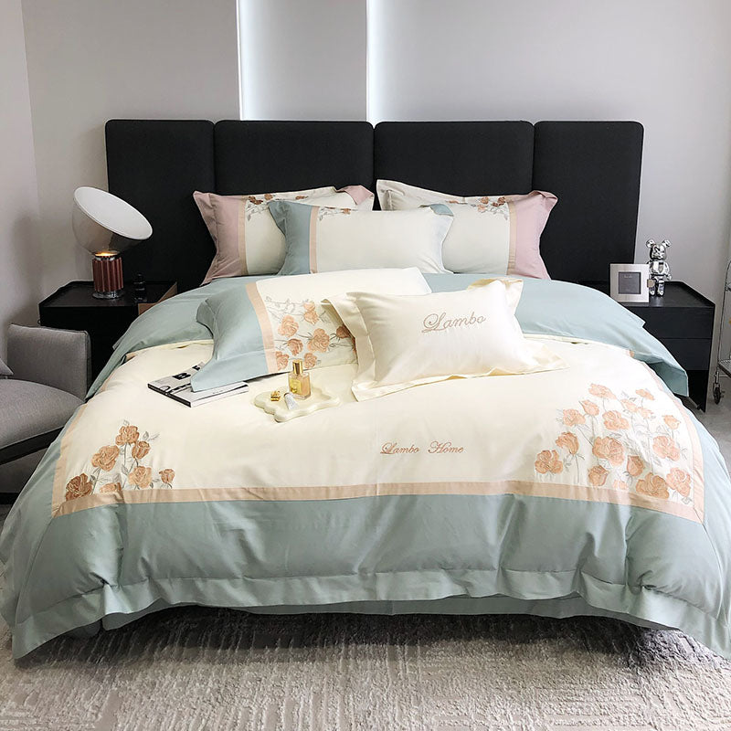 Light Luxury Embroidery Pure Cotton Quilt Cover Bed Set - Harmony Gallery
