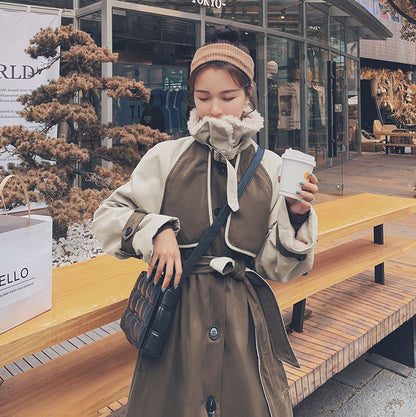 Casual British Style Winter Loose Cotton Women's Coat - Harmony Gallery