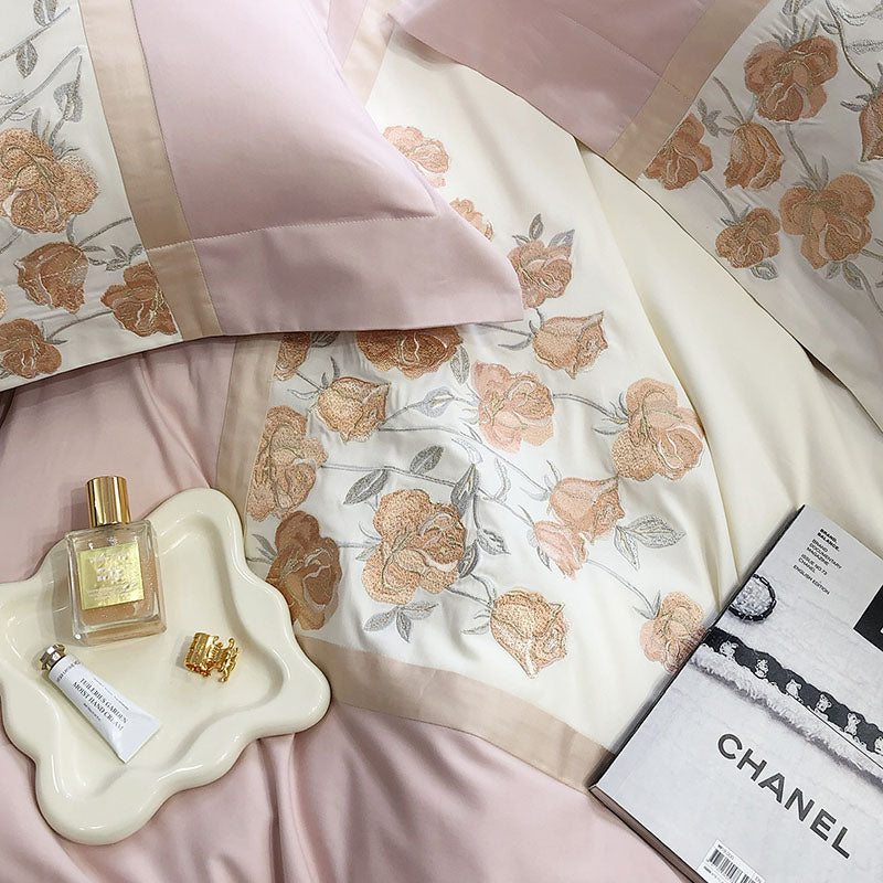 Light Luxury Embroidery Pure Cotton Quilt Cover Bed Set - Harmony Gallery