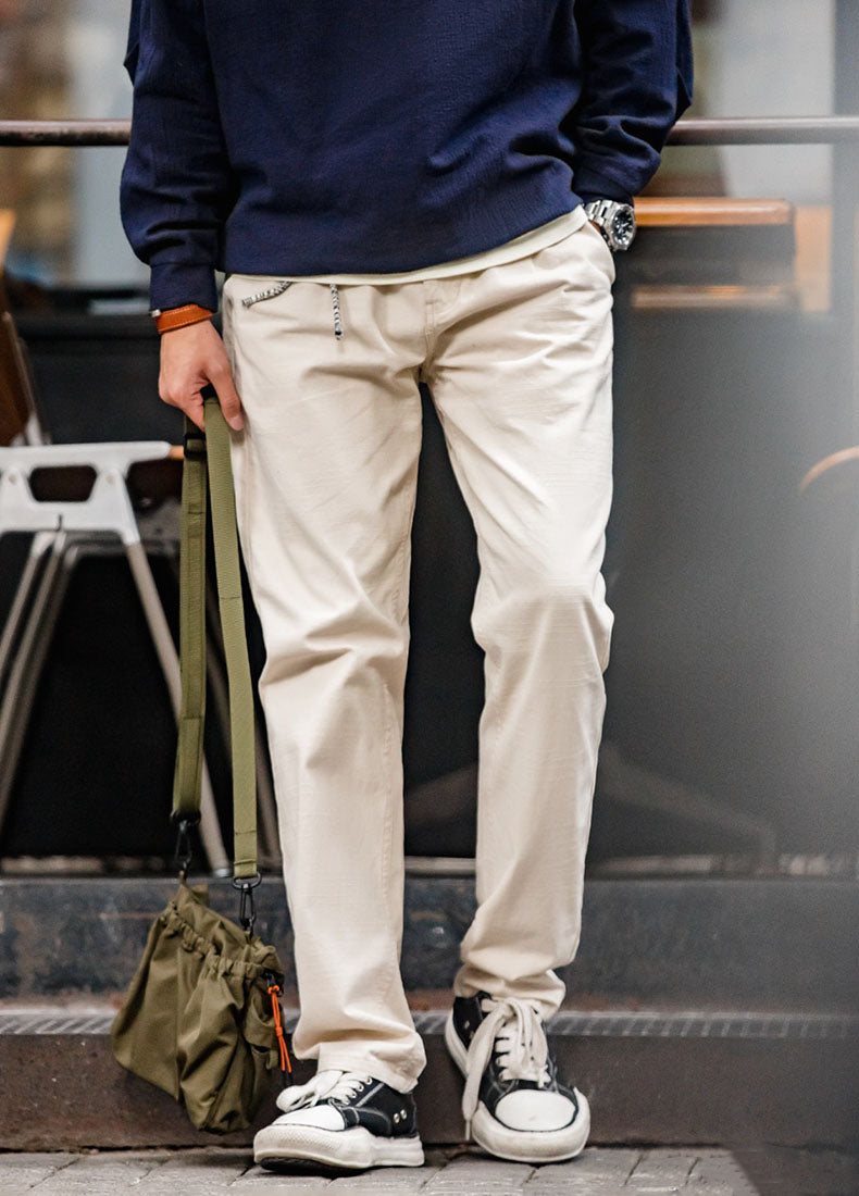 American Casual Cotton Plaid Loose Straight Men's Trousers - Harmony Gallery