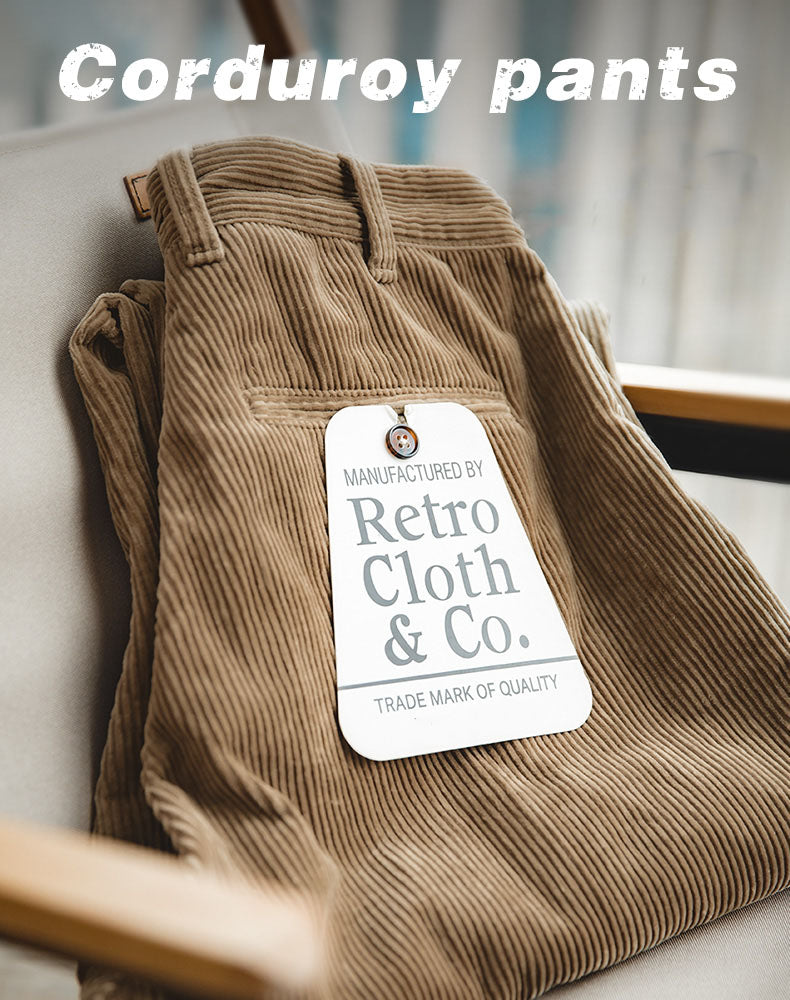Retro Loose Corduroy Wide-Leg Straight Men's Trousers - Harmony Gallery