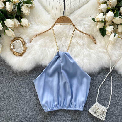 Celebrity Summer Chain Halter Camisole Women's Top - Harmony Gallery