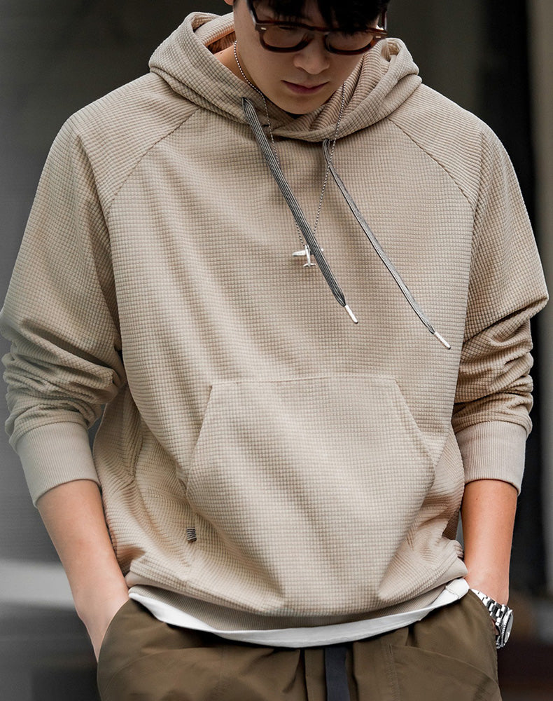 American Corn Grain Embroidery Hooded Velvet Pullover Men's Sweater - Harmony Gallery