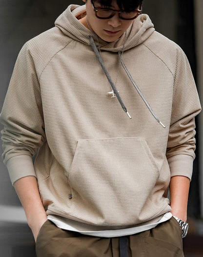 American Corn Grain Embroidery Hooded Velvet Pullover Men's Sweater - Harmony Gallery