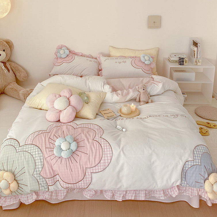 Princess Style Super Soft Floral Washed Cotton Four-Piece Bed Set - Harmony Gallery