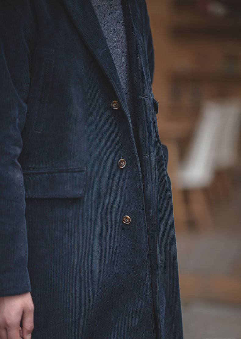 Tooling British Style Retro Corduroy Men's Trench Coat - Harmony Gallery