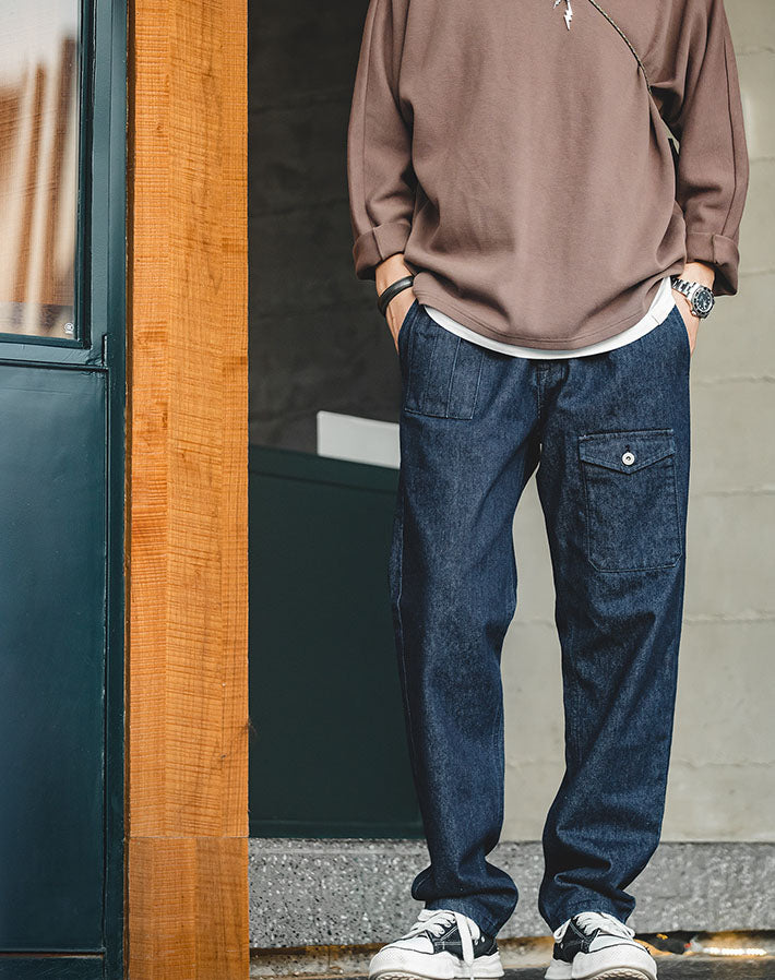Tooling Retro High Waist Denim Straight Men's Jeans - Harmony Gallery