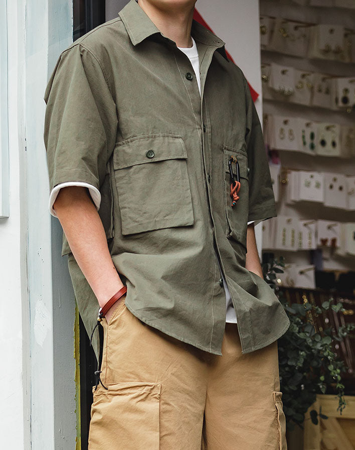 American Retro Loose Mountain Military Men's Shirt - Harmony Gallery