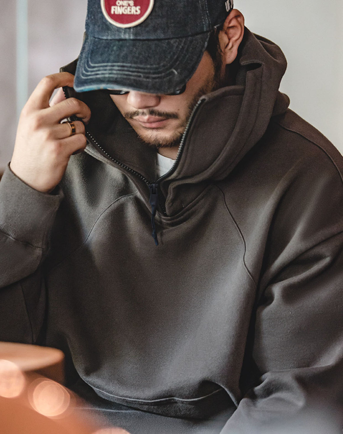 American Heavy High-Neck Zipper Mask Hoodie Functional Men's Sweater - Harmony Gallery