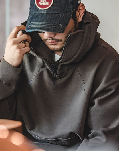 American Heavy High-Neck Zipper Mask Hoodie Functional Men's Sweater - Harmony Gallery
