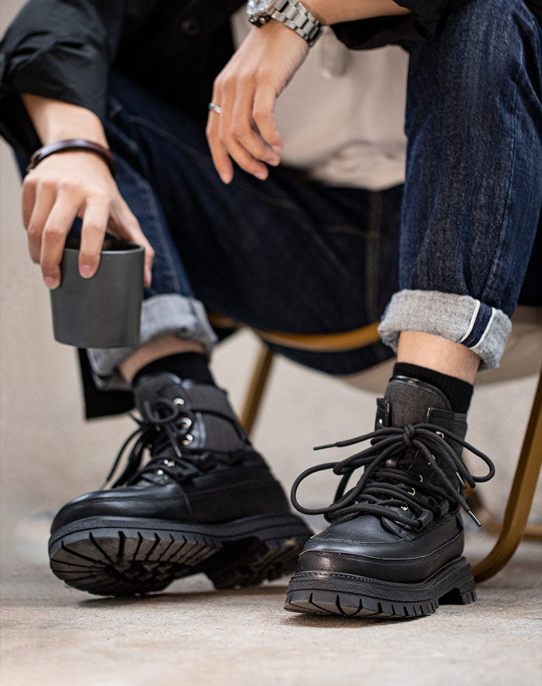 Retro British Leather High-Top Men's Thick-Soled Boot - Harmony Gallery