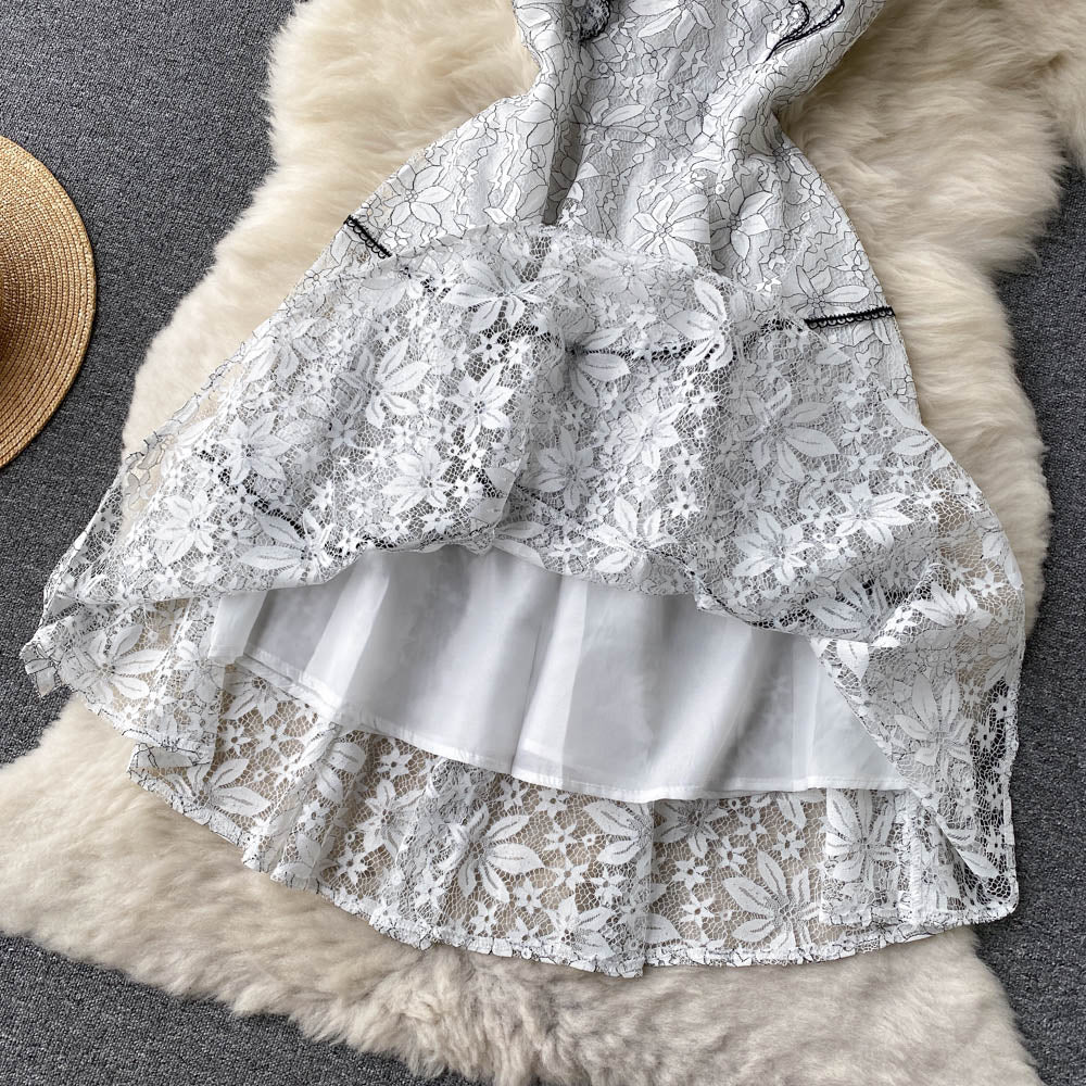 Summer American Round Neck French Lace Women's Dress - Harmony Gallery
