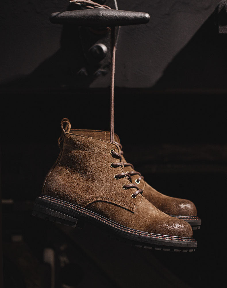Casual Middle-Cut Brown Retro Tooling Martin Men's Desert Boot - Harmony Gallery