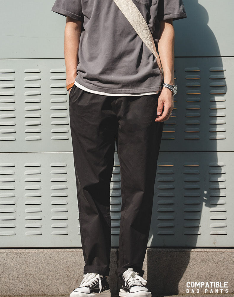 Tooling American Retro Black Straight Casual Men's Trousers - Harmony Gallery