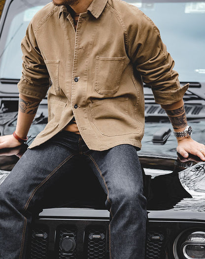 American Retro Heavy Lapel Outdoor Vintage Men's Coat - Harmony Gallery