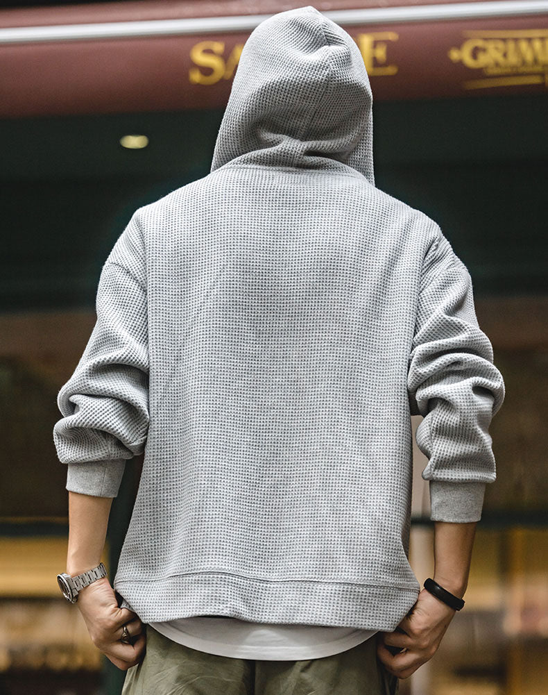 Tooling Retro Waffle Hooded Knit Sport Men's Cardigan - Harmony Gallery