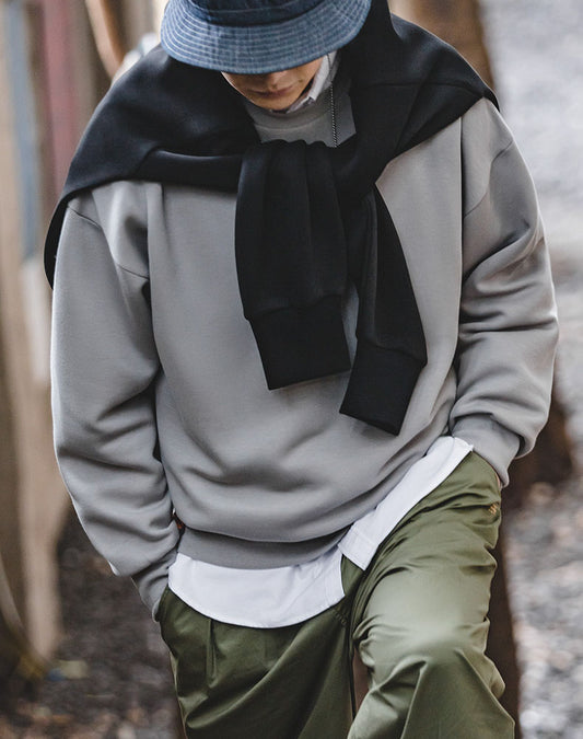 Cotton Tooling Retro Drop-Shoulder Round Neck Men's Sweater - Harmony Gallery