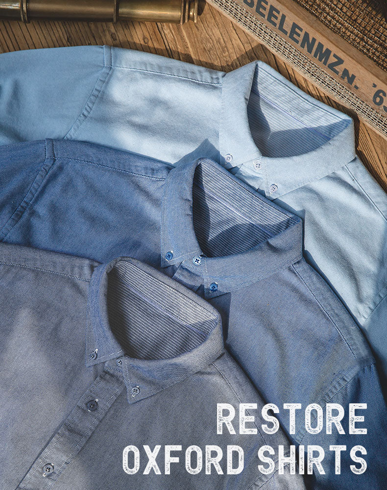 Retro Brushed Oxford Business Casual Men's Shirt - Harmony Gallery