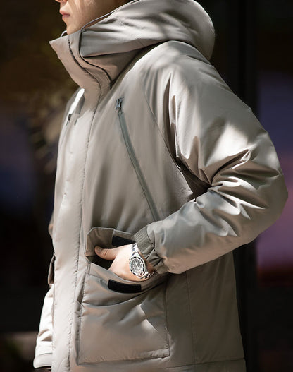 American High-Neck Hooded Warm Cotton Windproof Men's Coat - Harmony Gallery