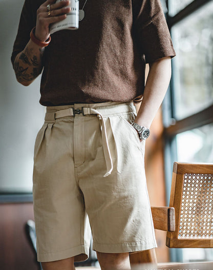 American Retro Buckle Belt Straight Leisure Men's Shorts - Harmony Gallery