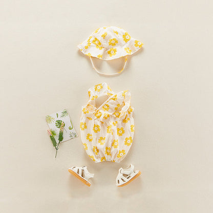 Summer Floral Thin Bodysuit Baby Girl's Romper - Harmony Gallery