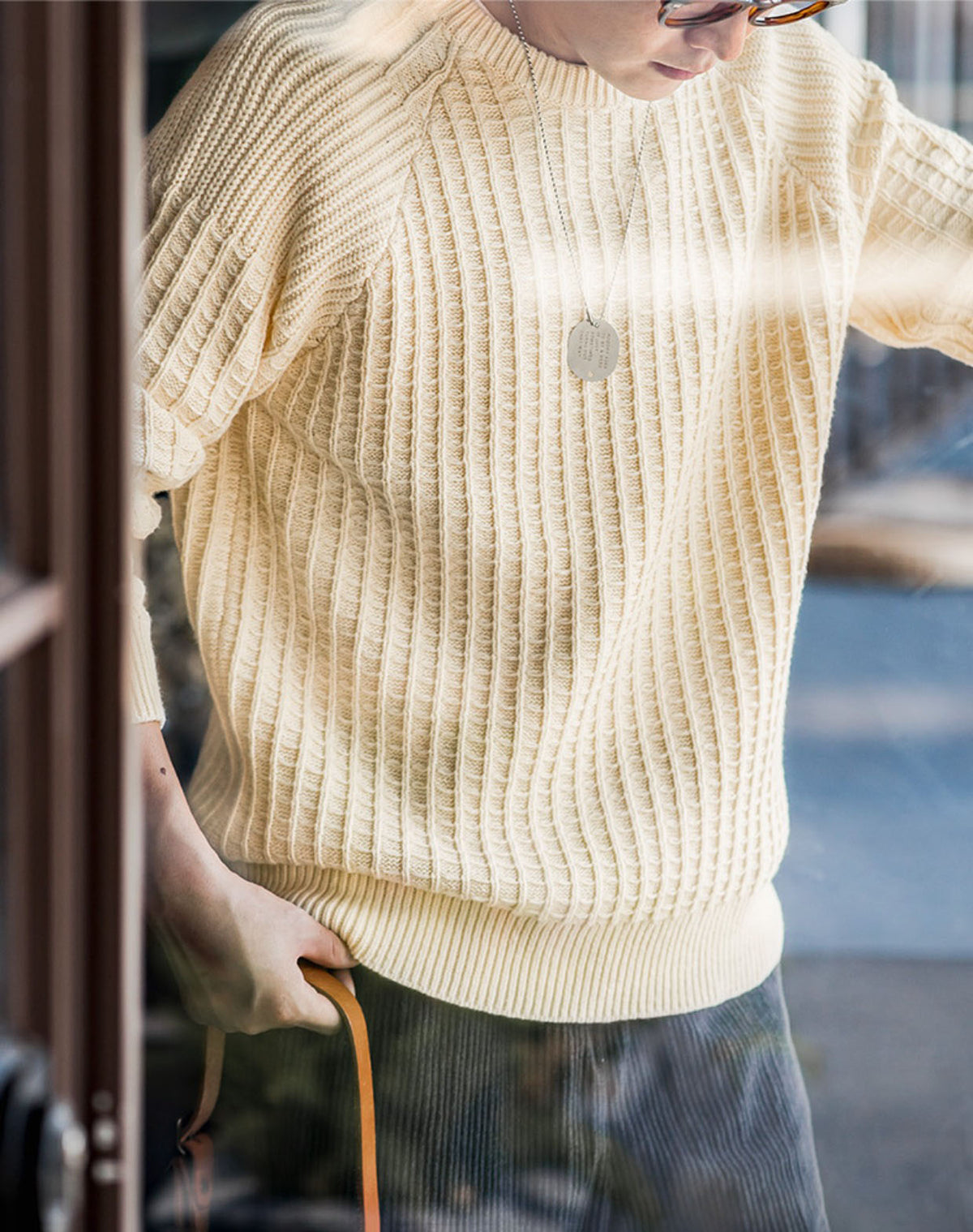 American Casual Waffle Round Neck Warm Pullover Men's Sweater - Harmony Gallery